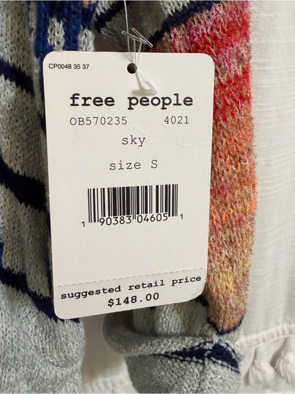 Free People Women's Palm Tree Breeze Knit Ruched Sweater Pullover Top Sunset S - Picture 5 of 11